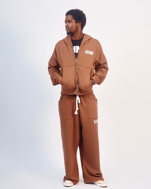 KAINOS COFFEE BROWN ZIP UP HOODIE