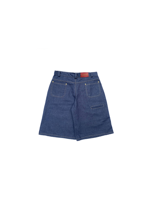 DENIM BAGGY SHORTS - BLUE